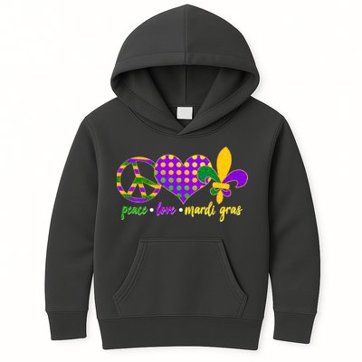 Peace Love Mardi Gras Kids Hoodie