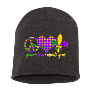 Peace Love Mardi Gras Short Acrylic Beanie