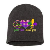 Peace Love Mardi Gras Short Acrylic Beanie