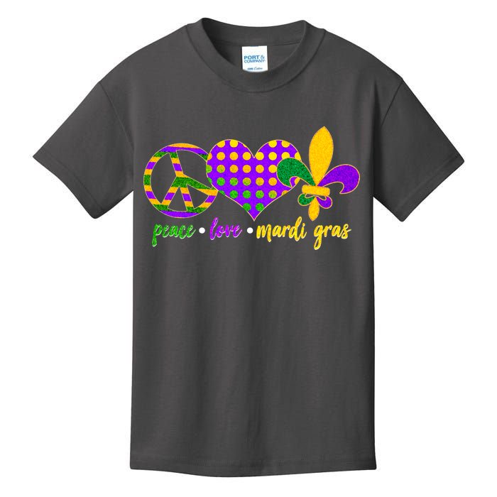 Peace Love Mardi Gras Kids T-Shirt