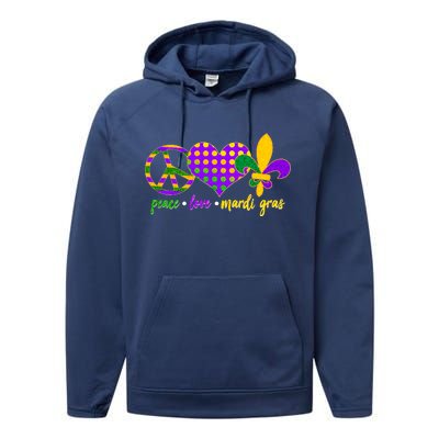 Peace Love Mardi Gras Performance Fleece Hoodie