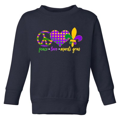 Peace Love Mardi Gras Toddler Sweatshirt