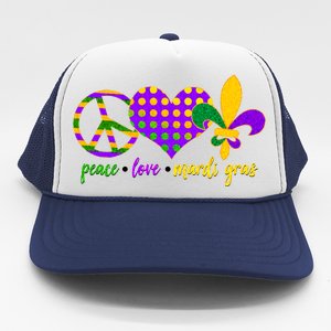 Peace Love Mardi Gras Trucker Hat