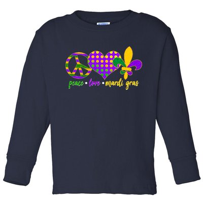 Peace Love Mardi Gras Toddler Long Sleeve Shirt