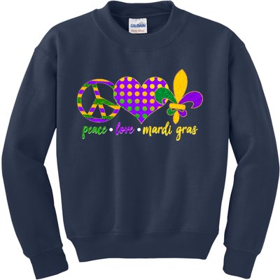 Peace Love Mardi Gras Kids Sweatshirt