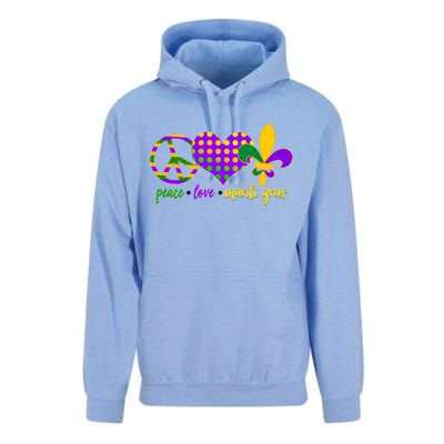 Peace Love Mardi Gras Unisex Surf Hoodie