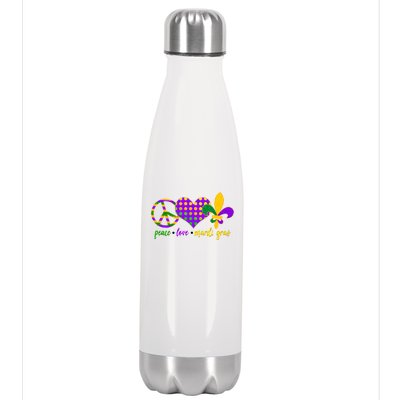 Peace Love Mardi Gras Stainless Steel Insulated Water Bottle