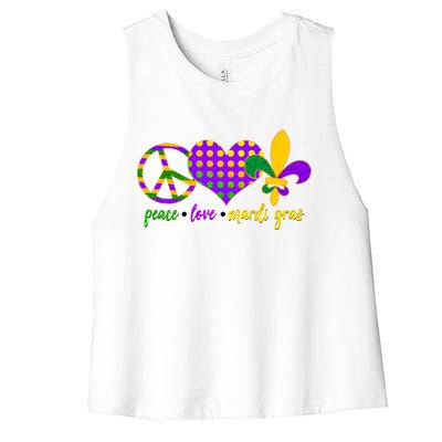 Peace Love Mardi Gras Women's Racerback Cropped Tank