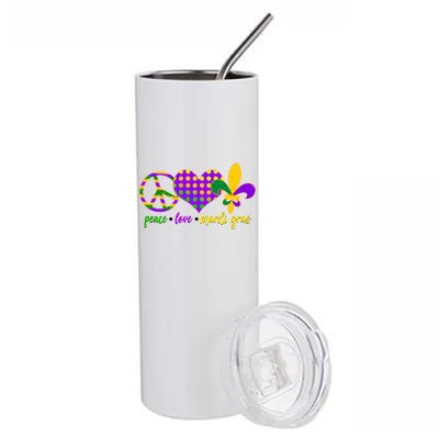 Peace Love Mardi Gras Stainless Steel Tumbler