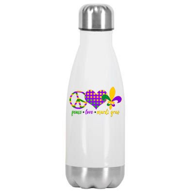 Peace Love Mardi Gras Stainless Steel Insulated Water Bottle