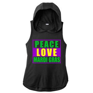 Peace Love Mardi Gras New Orleans Ladies PosiCharge Tri-Blend Wicking Draft Hoodie Tank