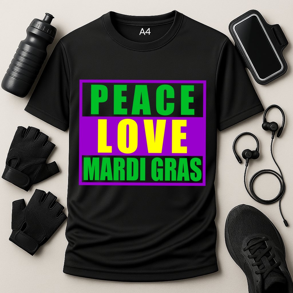 Peace Love Mardi Gras New Orleans Cooling Performance Crew T-Shirt