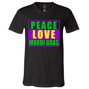 Peace Love Mardi Gras New Orleans V-Neck T-Shirt