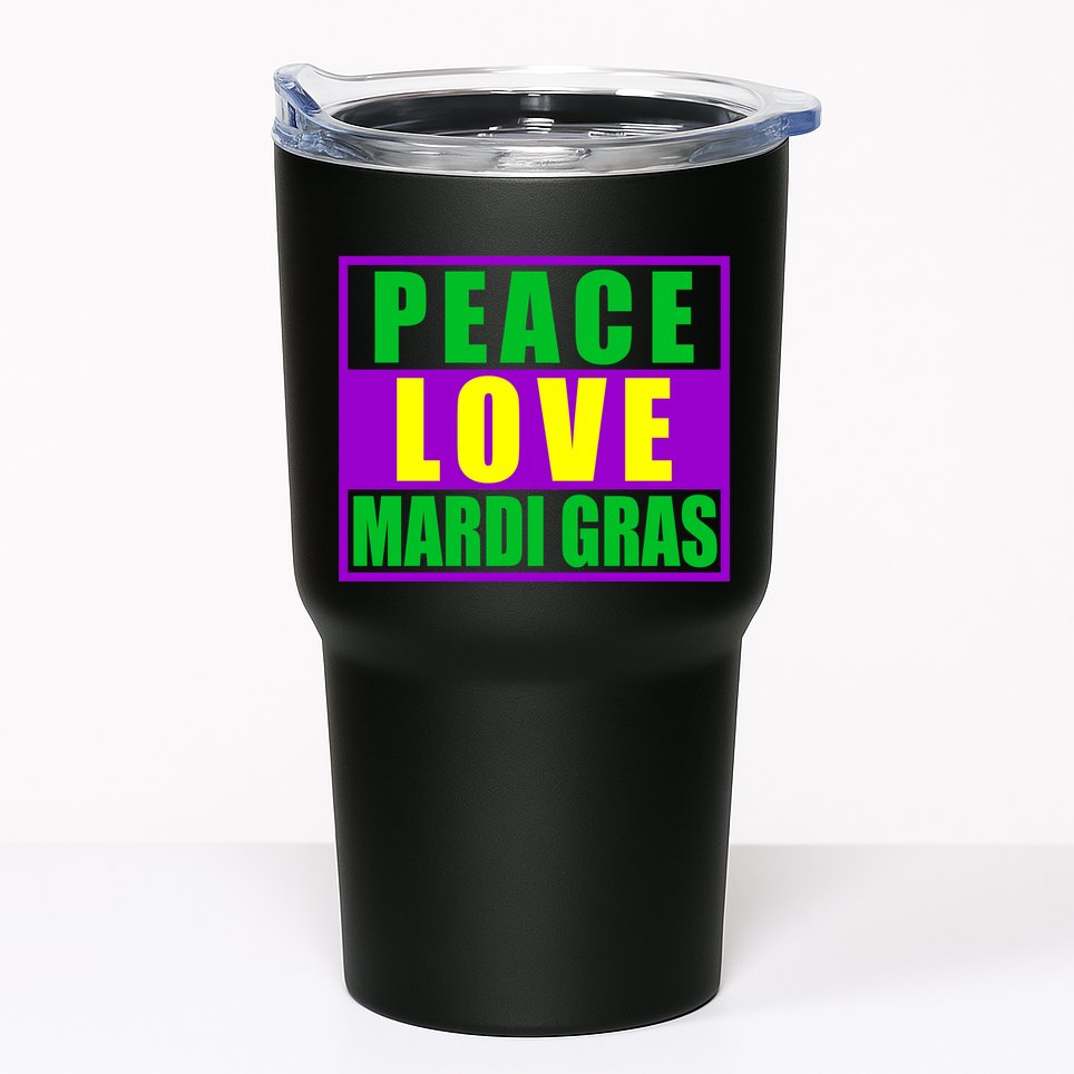 Peace Love Mardi Gras New Orleans Tumbler