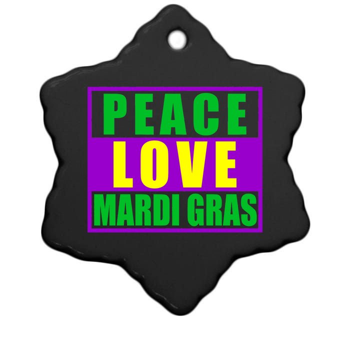 Peace Love Mardi Gras New Orleans Ceramic Star Ornament