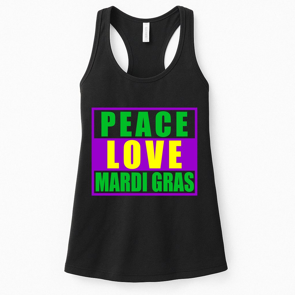 Peace Love Mardi Gras New Orleans Womens Tank Top