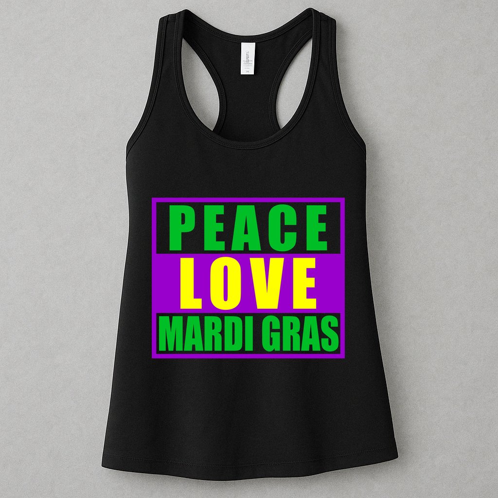 Peace Love Mardi Gras New Orleans Womens Tank Top