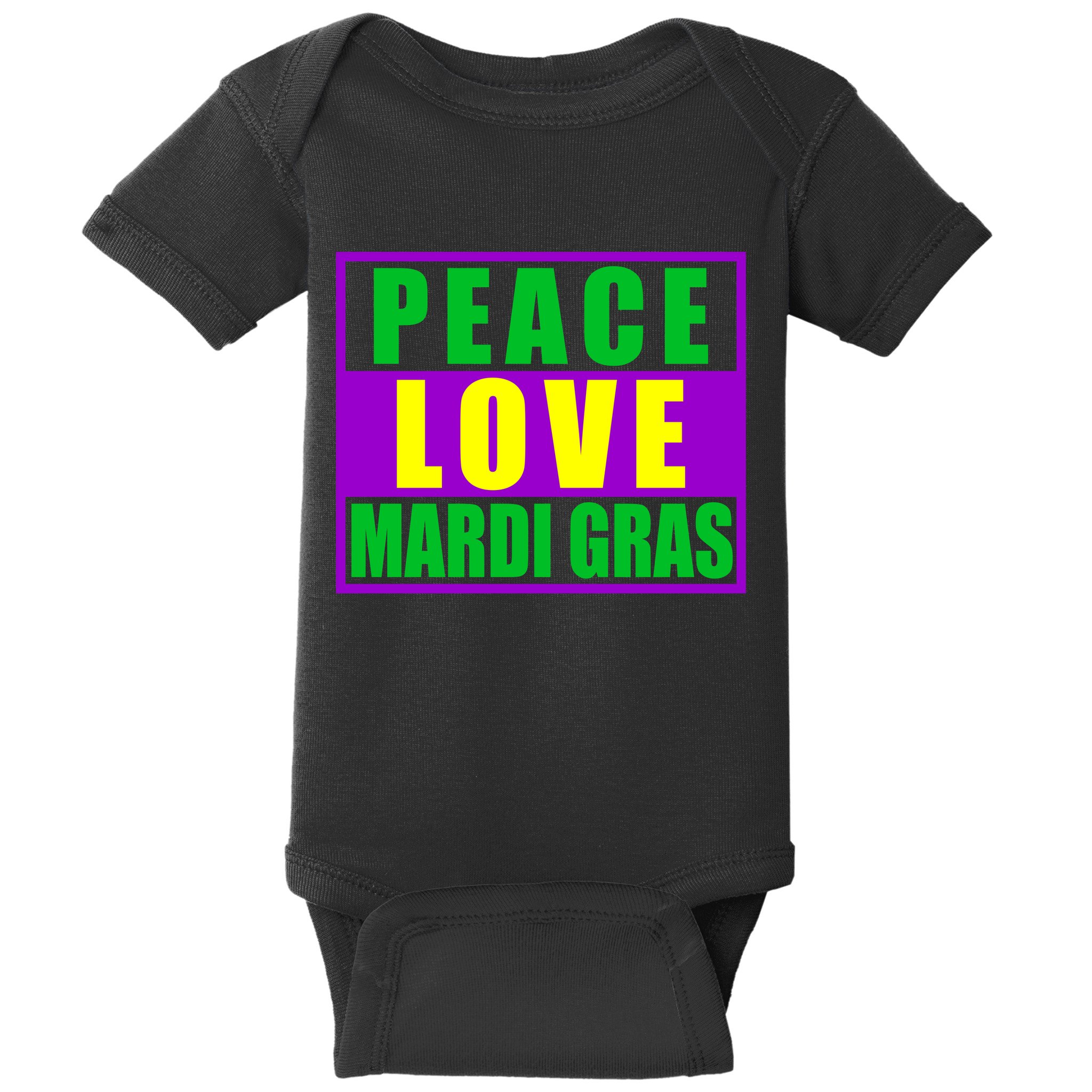 Peace Love Mardi Gras New Orleans Baby Bodysuit