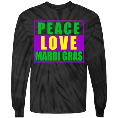 Peace Love Mardi Gras New Orleans Tie-Dye Long Sleeve Shirt