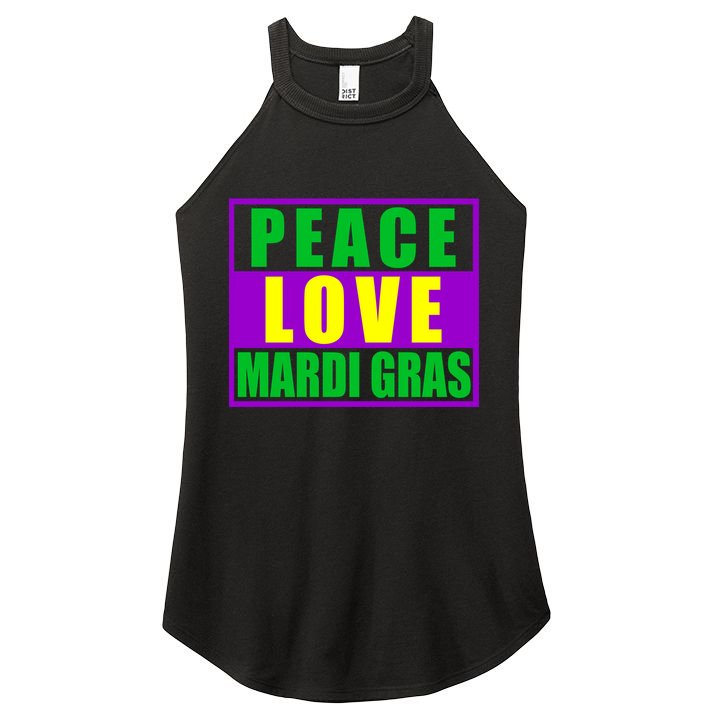 Peace Love Mardi Gras New Orleans Women's Perfect Tri Rocker Tank