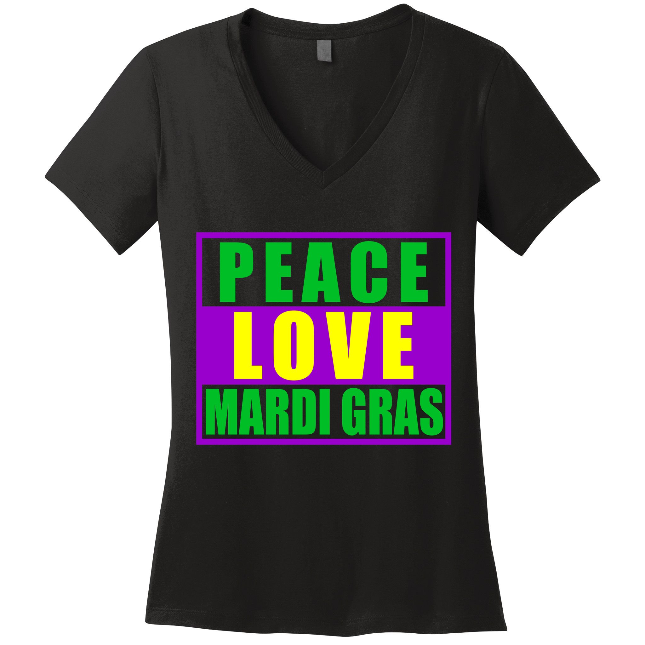 Peace Love Mardi Gras New Orleans Women's V-Neck T-Shirt