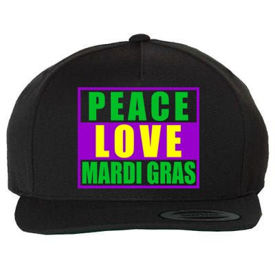 Peace Love Mardi Gras New Orleans Wool Snapback Cap