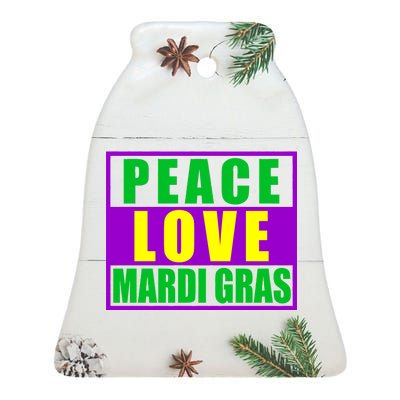 Peace Love Mardi Gras New Orleans Ceramic Bell Ornament