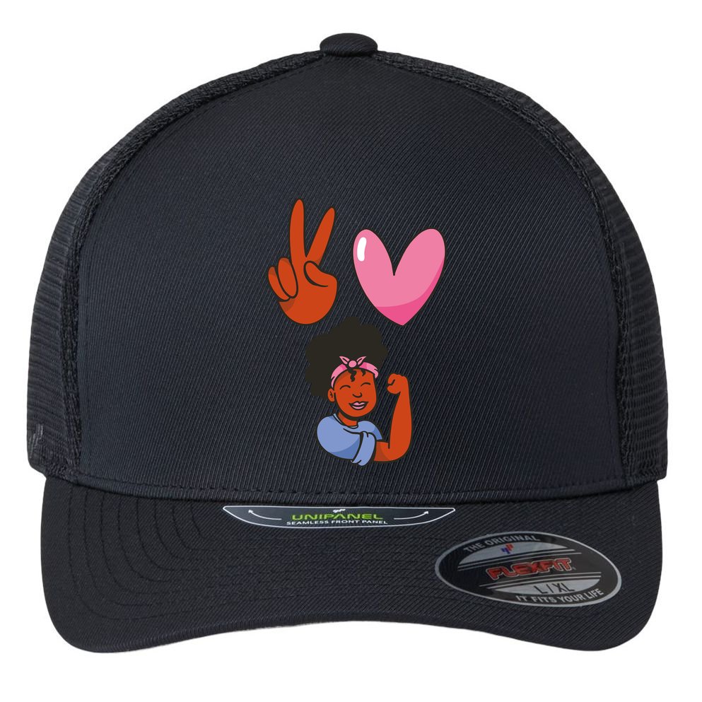 Peace Love Melanin Flexfit Unipanel Trucker Cap