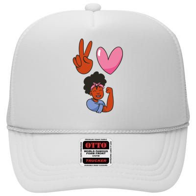 Peace Love Melanin High Crown Mesh Back Trucker Hat