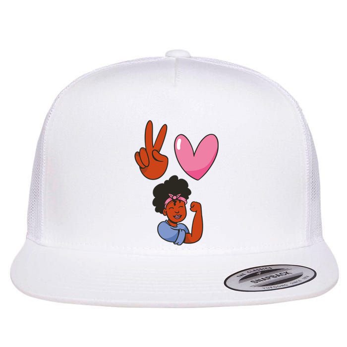 Peace Love Melanin Flat Bill Trucker Hat