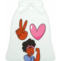 Peace Love Melanin Ceramic Bell Ornament