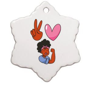 Peace Love Melanin Ceramic Star Ornament