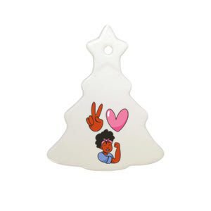 Peace Love Melanin Ceramic Tree Ornament