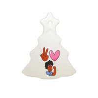 Peace Love Melanin Ceramic Tree Ornament