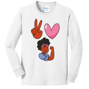 Peace Love Melanin Kids Long Sleeve Shirt