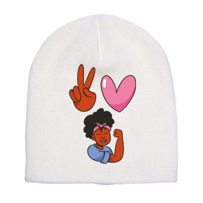 Peace Love Melanin Short Acrylic Beanie