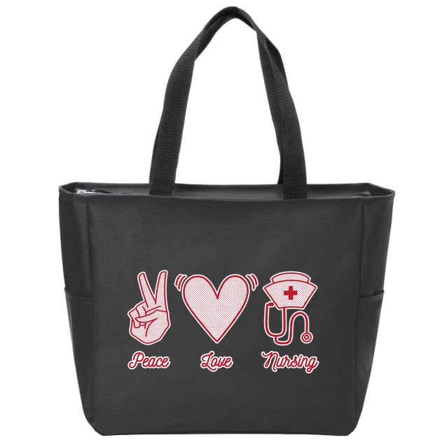 Peace Love Nursing Zip Tote Bag