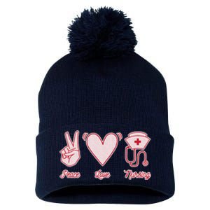 Peace Love Nursing Pom Pom 12in Knit Beanie