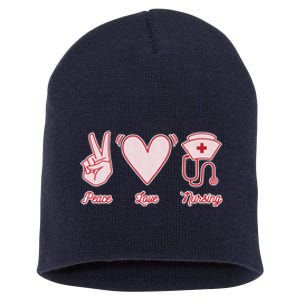 Peace Love Nursing Short Acrylic Beanie