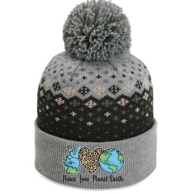 Peace Love Planet Earth Celebrate Earth Day The Baniff Cuffed Pom Beanie