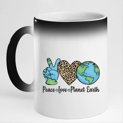 Peace Love Planet Earth Celebrate Earth Day 11oz Black Color Changing Mug