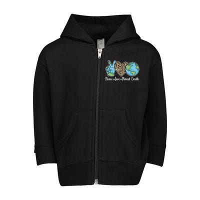 Peace Love Planet Earth Celebrate Earth Day Toddler Zip Fleece Hoodie