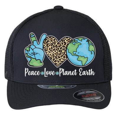 Peace Love Planet Earth Celebrate Earth Day Flexfit Unipanel Trucker Cap