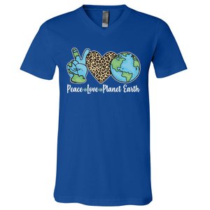 Peace Love Planet Earth Celebrate Earth Day V-Neck T-Shirt