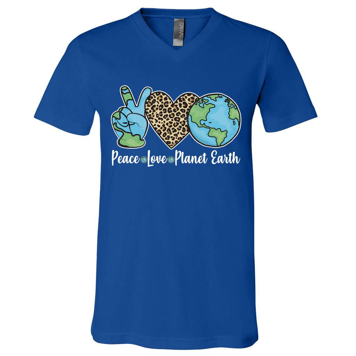 Peace Love Planet Earth Celebrate Earth Day V-Neck T-Shirt