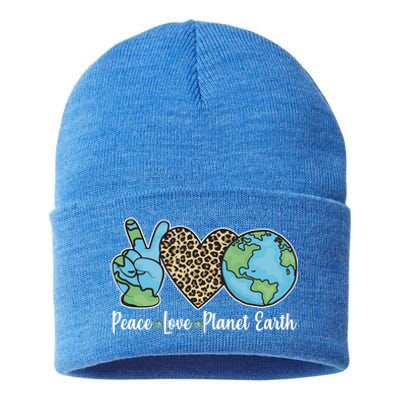 Peace Love Planet Earth Celebrate Earth Day Sustainable Knit Beanie