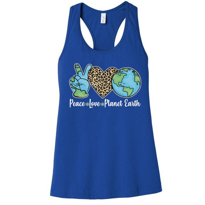 Peace Love Planet Earth Celebrate Earth Day Women's Racerback Tank