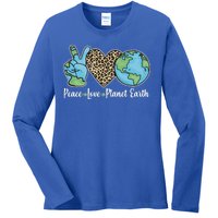 Peace Love Planet Earth Celebrate Earth Day Ladies Long Sleeve Shirt