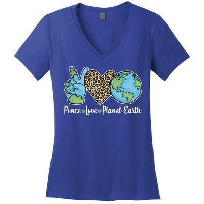 Peace Love Planet Earth Celebrate Earth Day Women's V-Neck T-Shirt