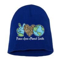 Peace Love Planet Earth Celebrate Earth Day Short Acrylic Beanie